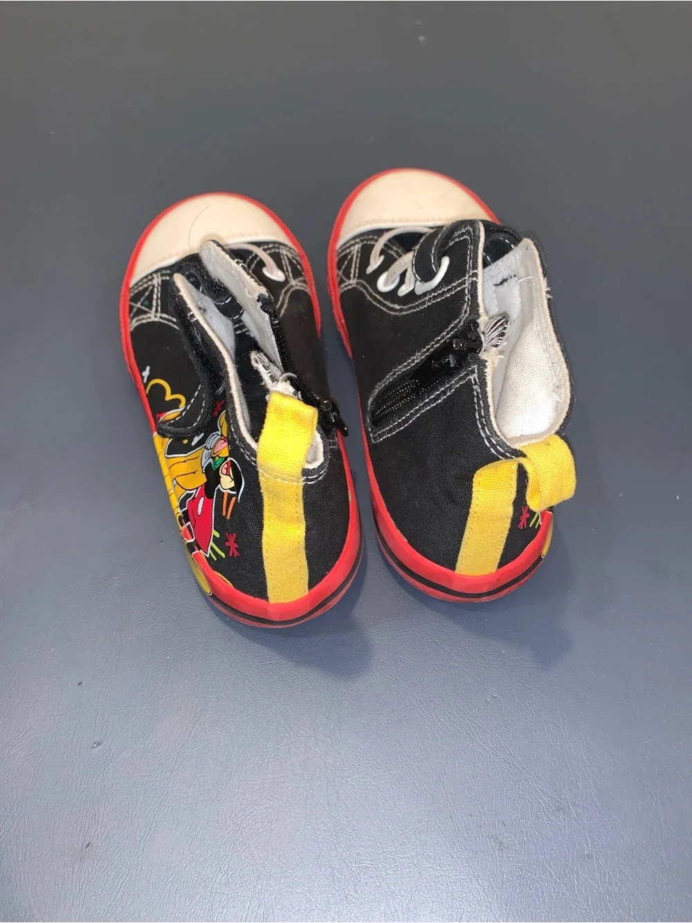 Disney Black and Red High-Top Kids Sneakers with White Toecaps